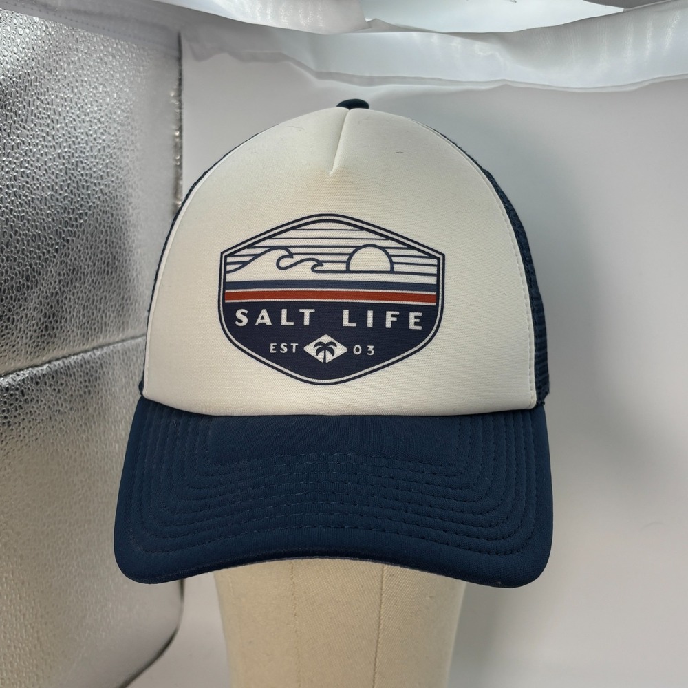 Salt Life Trucker Hat Blue White‎ Mesh Snapback Cap EST 2003 Live Salty OSFM